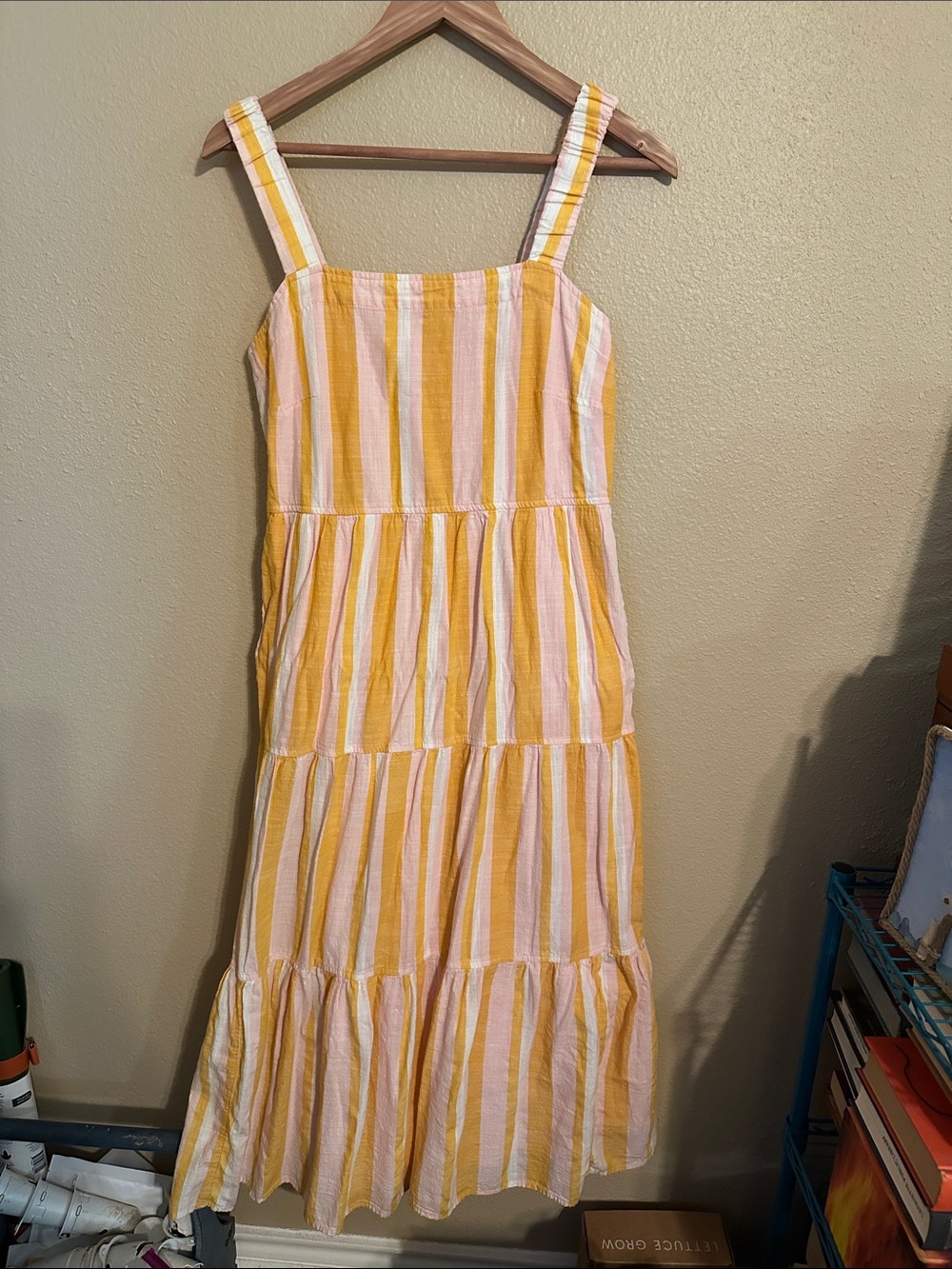 Free Assembly Orange & Pink Striped Tiered Sundress in Cotton Rayon